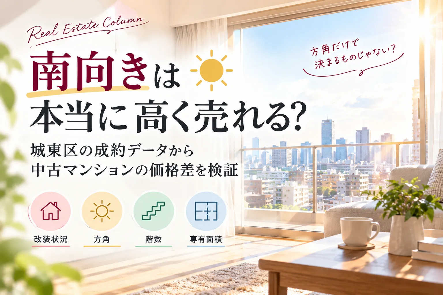 【城東区マンション市場分析】南向きは本当に高く売れる?城東区の成約データから中古マンションの価格差を検証